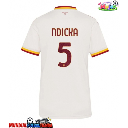 Camiseta AS Roma Evan Ndicka #5 Segunda Equipación Replica 2026-27 para mujer mangas cortas